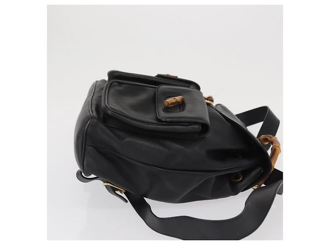 Bamboo Zaino in pelle vintage Gucci con bambù Nero - vista 3