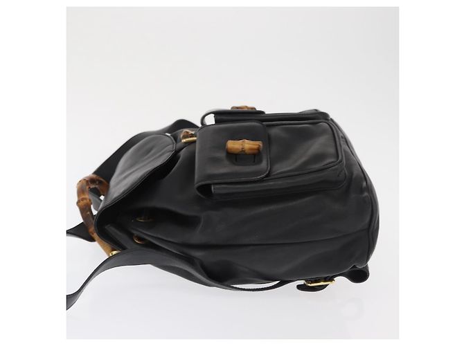 Bamboo Zaino in pelle vintage Gucci con bambù Nero - vista 4