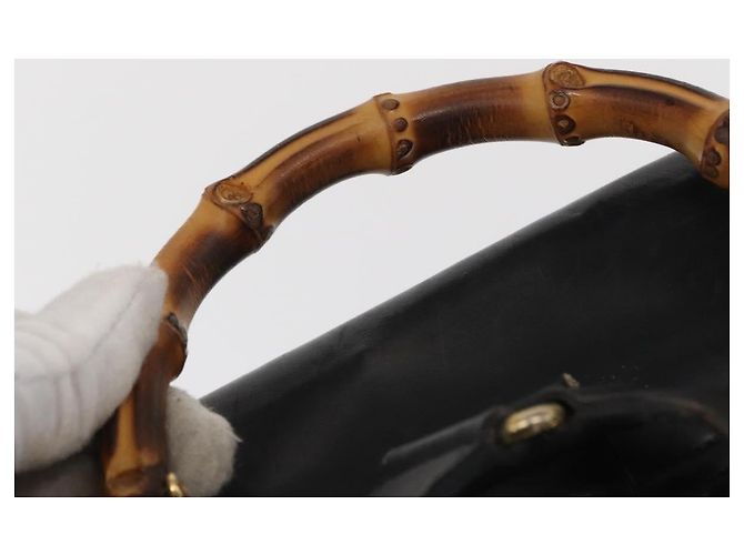 Bamboo Zaino in pelle vintage Gucci con bambù Nero - vista 7