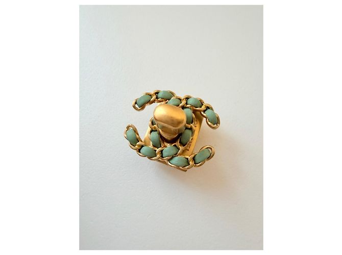 CHANEL rara chiusura originale CC turnlock D'oro Blu chiaro - vista 11