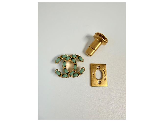 CHANEL rara chiusura originale CC turnlock D'oro Blu chiaro - vista 2