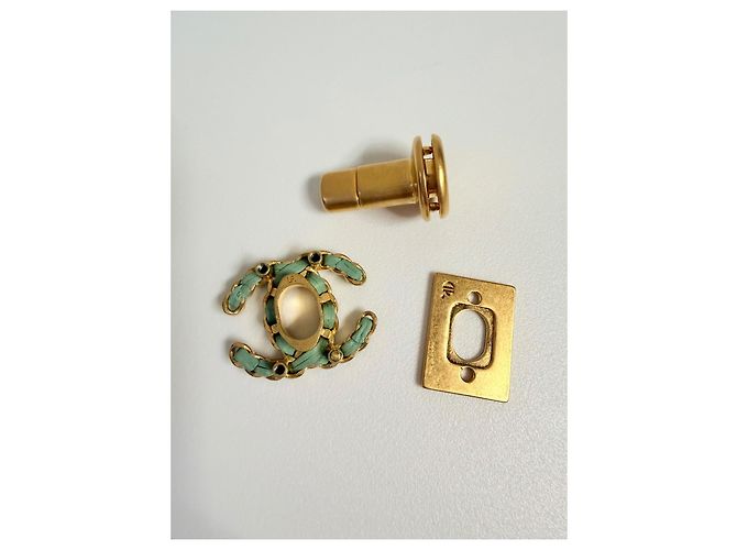 CHANEL rara chiusura originale CC turnlock D'oro Blu chiaro - vista 3