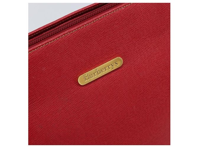 Borsa tote vintage Burberry in pelle Rosso - vista 6
