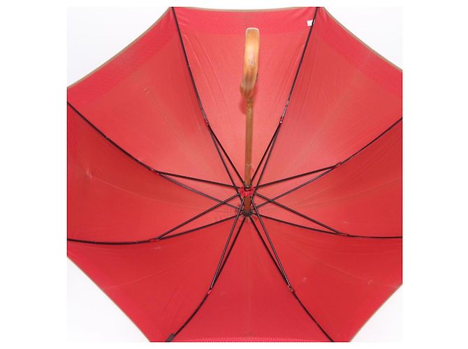 FENDI Zucchino Canvas Regenschirm aus Nylon Rot Auth ka2000 - Ansicht 10