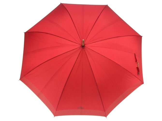FENDI Zucchino Canvas Regenschirm aus Nylon Rot Auth ka2000 - Ansicht 2