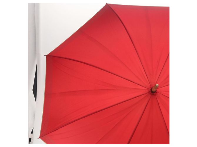 FENDI Zucchino Canvas Regenschirm aus Nylon Rot Auth ka2000 - Ansicht 3