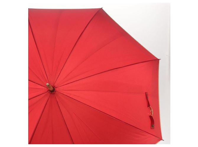 FENDI Zucchino Canvas Regenschirm aus Nylon Rot Auth ka2000 - Ansicht 4