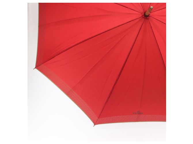 FENDI Zucchino Canvas Regenschirm aus Nylon Rot Auth ka2000 - Ansicht 5