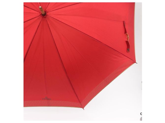 FENDI Zucchino Canvas Regenschirm aus Nylon Rot Auth ka2000 - Ansicht 6