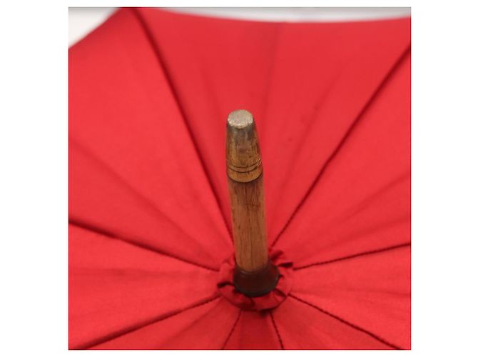 FENDI Zucchino Canvas Regenschirm aus Nylon Rot Auth ka2000 - Ansicht 8