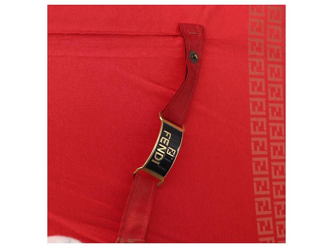 FENDI Zucchino Canvas Regenschirm aus Nylon Rot Auth ka2000 - Ansicht 9