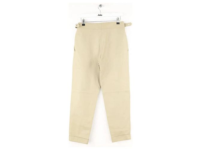 Maison Ullens Pantalones rectos de cuero ecru - vista 3