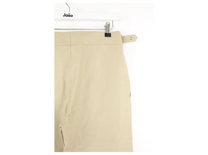 Maison Ullens Pantalones rectos de cuero ecru - vista 4