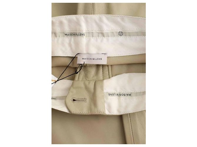 Maison Ullens Pantalones rectos de cuero ecru - vista 5