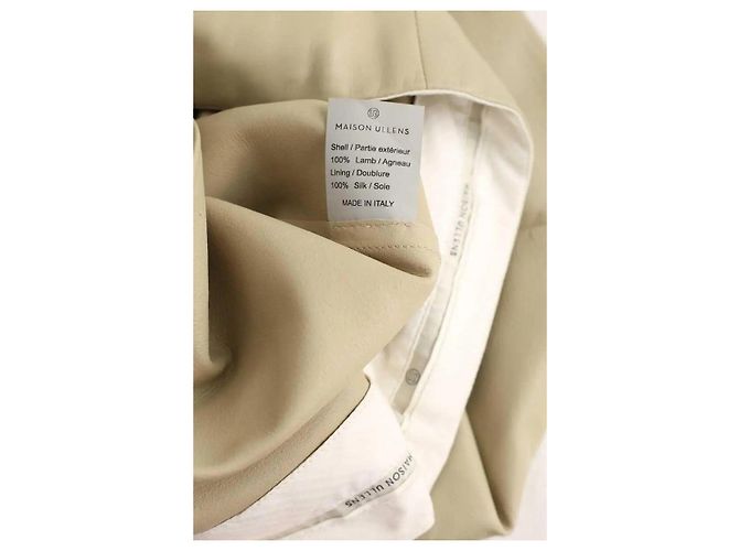 Maison Ullens Pantalones rectos de cuero ecru - vista 6