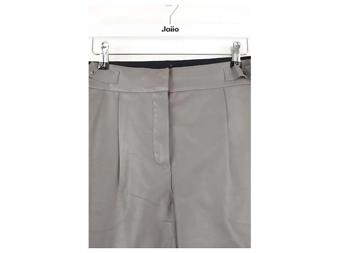 Maison Ullens Pantalones slim de cuero gris - vista 2