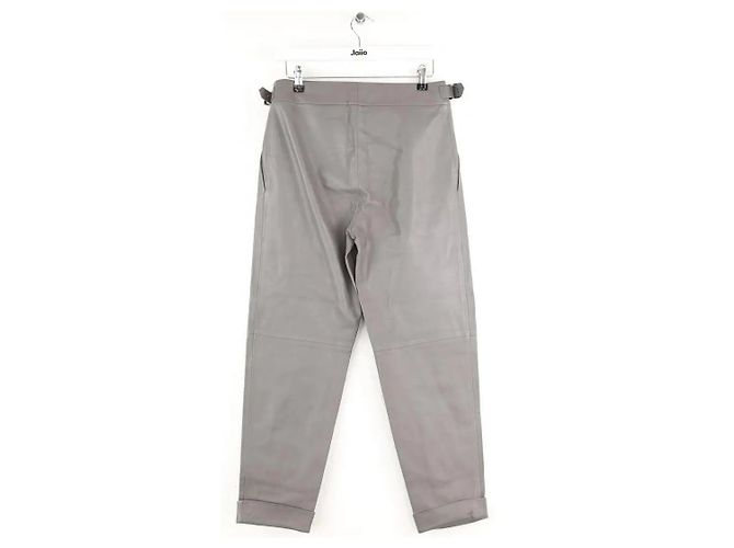 Maison Ullens Pantalones slim de cuero gris - vista 4
