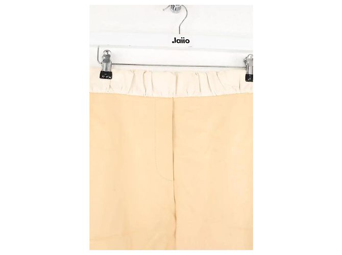 Maison Ullens Pantalones Rectos de Cuero Beige - vista 2
