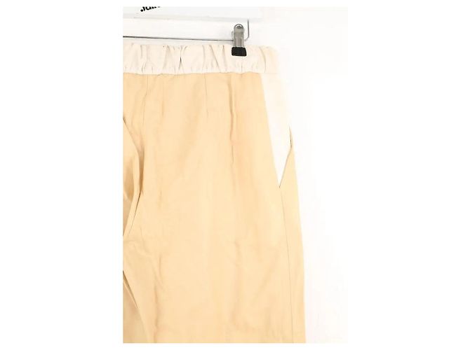 Maison Ullens Pantalones Rectos de Cuero Beige - vista 4