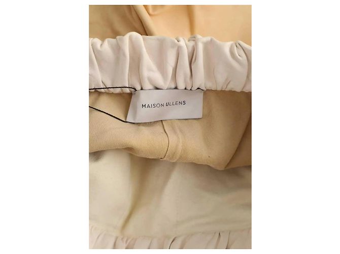 Maison Ullens Pantalones Rectos de Cuero Beige - vista 5