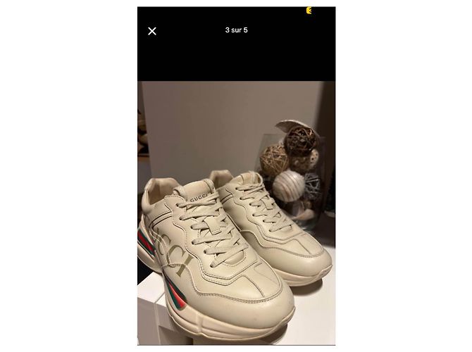 Marmont Gucci Rhyton Sneaker Creme Lammleder Roh - Ansicht 2