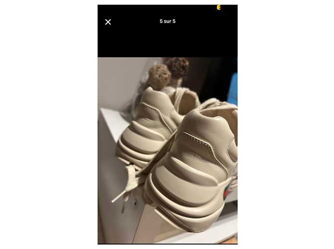 Marmont Gucci Rhyton Sneaker Creme Lammleder Roh - Ansicht 4