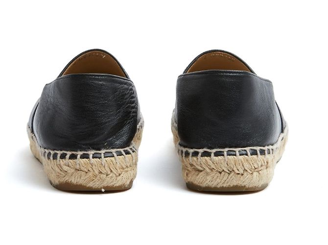Espadrilles in Pelle Nera Chanel EU37 CC Nero su Nero Scarpe Flat UK4 US6.5 - vista 4