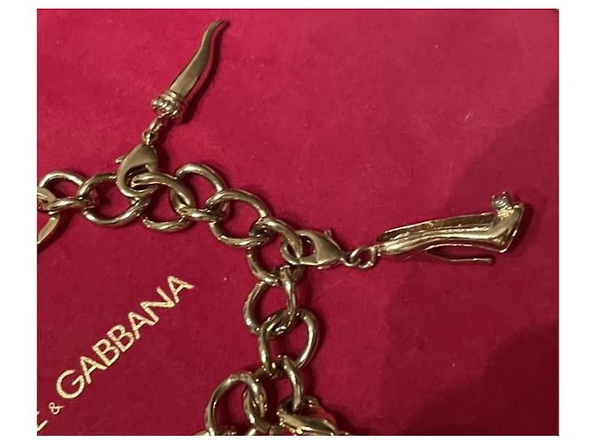 Dolce & Gabbana Raro lindo bracelete DOLCE&GABBANA dourado com globo e outros charms - vista 11