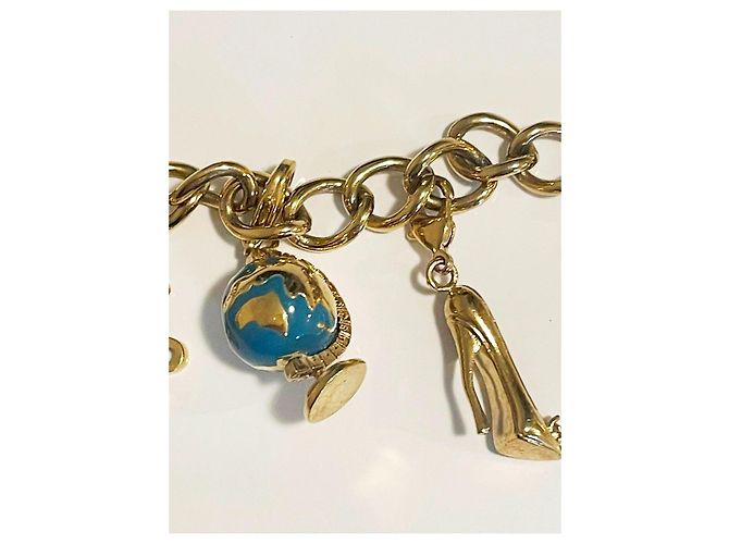 Dolce & Gabbana Raro lindo bracelete DOLCE&GABBANA dourado com globo e outros charms - vista 2