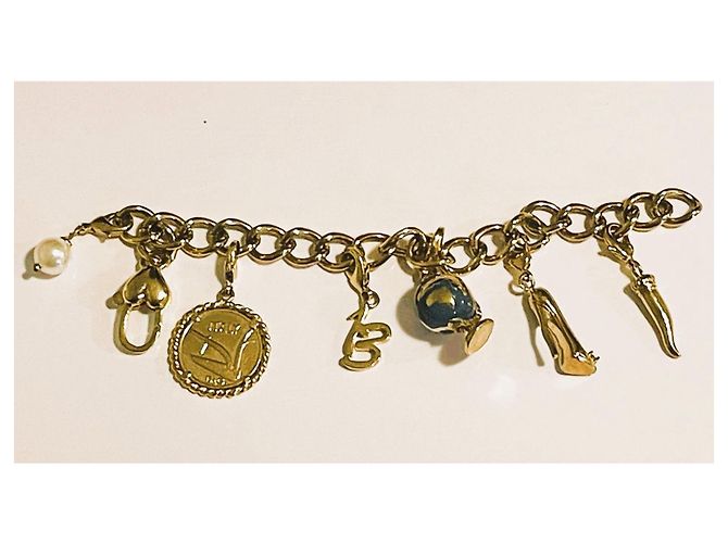 Dolce & Gabbana Raro lindo bracelete DOLCE&GABBANA dourado com globo e outros charms - vista 7