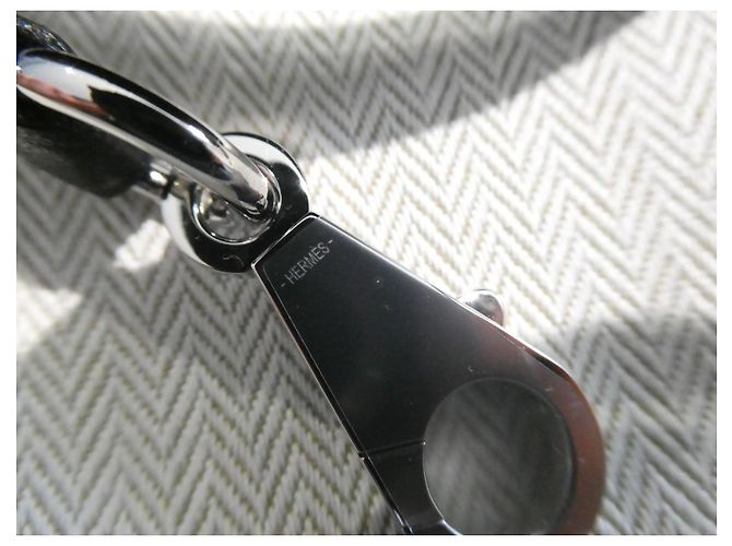 Hermès shoulder strap for Hermès Kelly handbag black leather palladium jewelry length 92cm - view 4