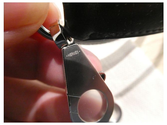 Hermès shoulder strap for Hermès Kelly handbag black leather palladium jewelry length 92cm - view 5