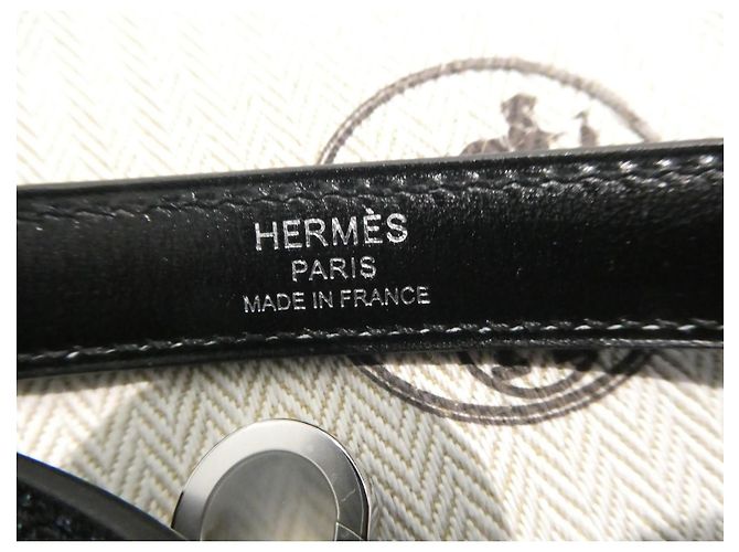 Hermès shoulder strap for Hermès Kelly handbag black leather palladium jewelry length 92cm - view 6