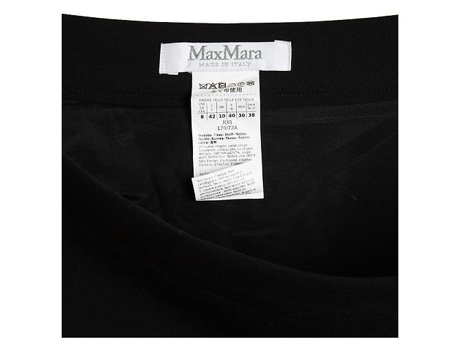 Falda Patinadora Negra Max Mara FR40 Crepé de Lana Negro UK12 US10 - vista 2