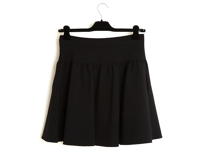 Falda Patinadora Negra Max Mara FR40 Crepé de Lana Negro UK12 US10 - vista 3