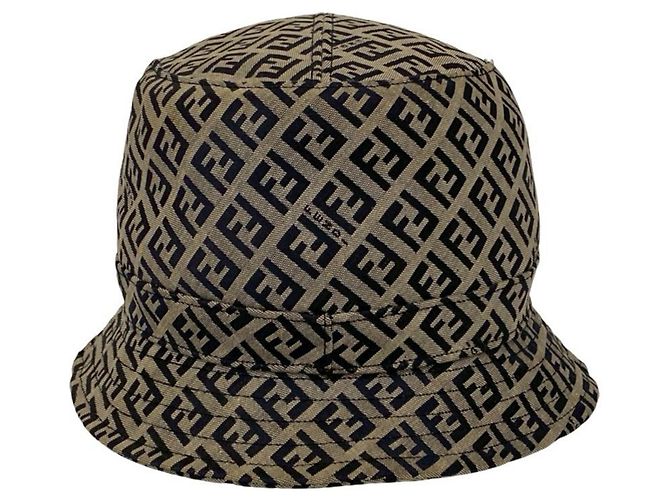 Fendi Zucchino Logo Bucket Hat Braun Marineblau - Ansicht 2