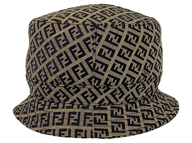 Fendi Zucchino Logo Bucket Hat Braun Marineblau - Ansicht 5