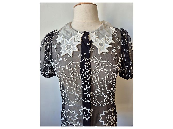 Blusa Bordada Chloé Negro Blanco - vista 3