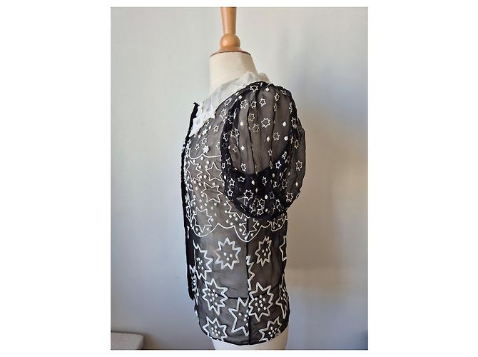 Blusa Bordada Chloé Negro Blanco - vista 5