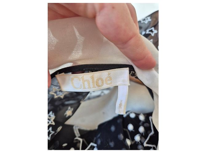 Blusa Bordada Chloé Negro Blanco - vista 7