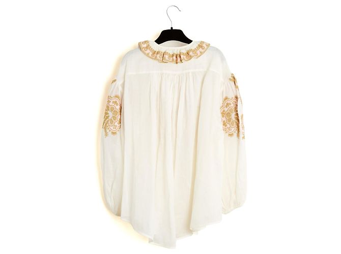 Zimmermann Top Bluse FR36 Oversize Ecru Rosa Bestickte Bluse UK8 US6 Roh - Ansicht 4