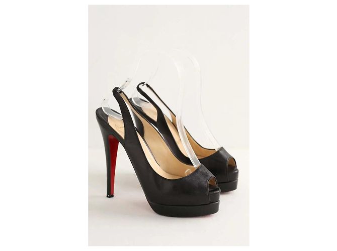 Christian Louboutin Schwarze Lederabsätze - Ansicht 3