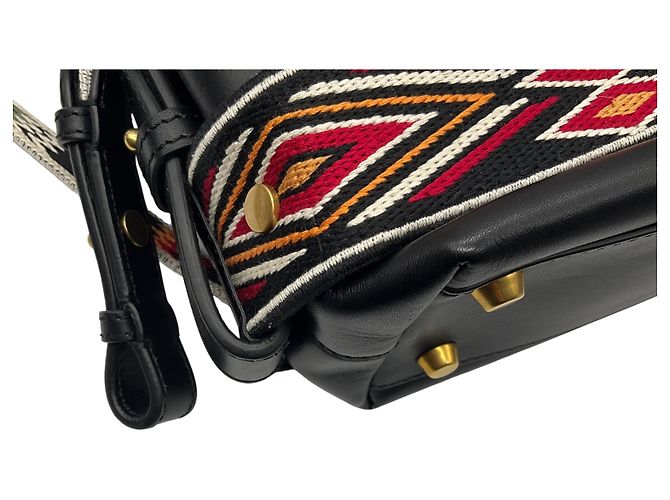 Borsa hobo piccola in pelle Diorodeo nera / rossa Christian Dior Nero - vista 10