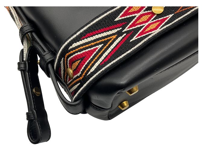 Borsa hobo piccola in pelle Diorodeo nera / rossa Christian Dior Nero - vista 12