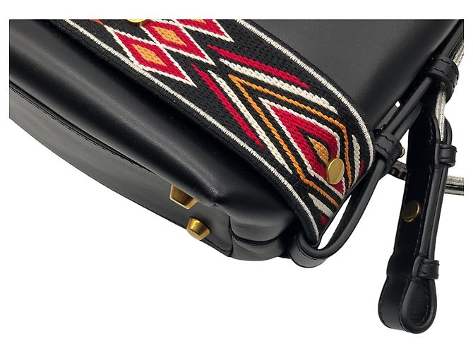 Borsa hobo piccola in pelle Diorodeo nera / rossa Christian Dior Nero - vista 13
