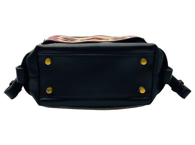 Borsa hobo piccola in pelle Diorodeo nera / rossa Christian Dior Nero - vista 4