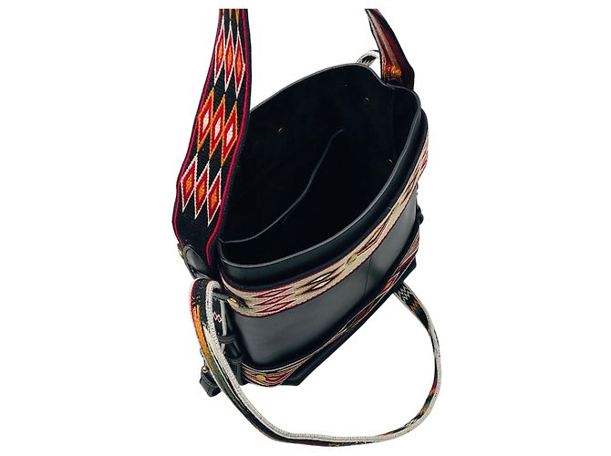 Borsa hobo piccola in pelle Diorodeo nera / rossa Christian Dior Nero - vista 5