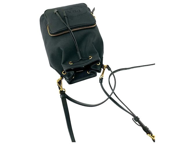 Borsa in tela e pelle con logo Prada Nero - vista 4