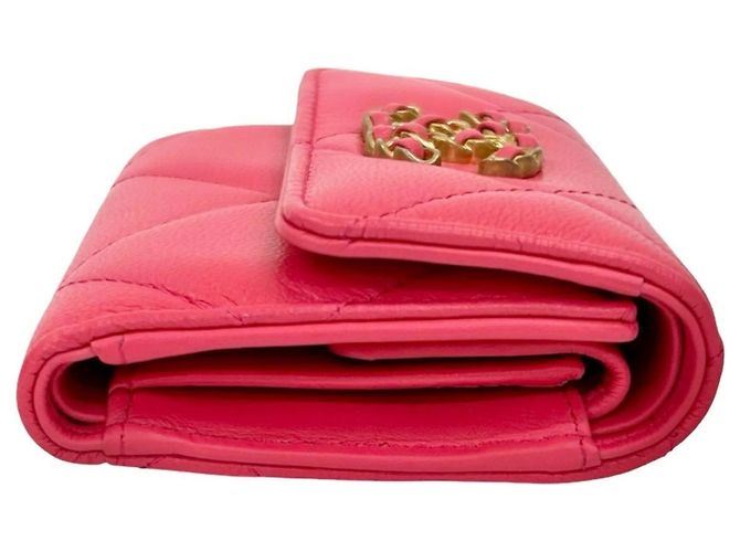 Cartera de cuero plegable Chanel Coco Mark en rosa - vista 5