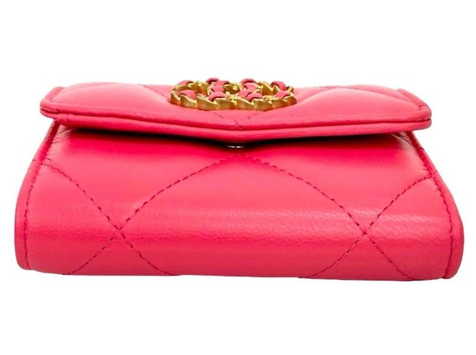Cartera de cuero plegable Chanel Coco Mark en rosa - vista 6